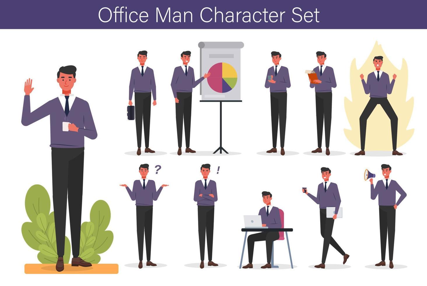 Office Man Character Set vector