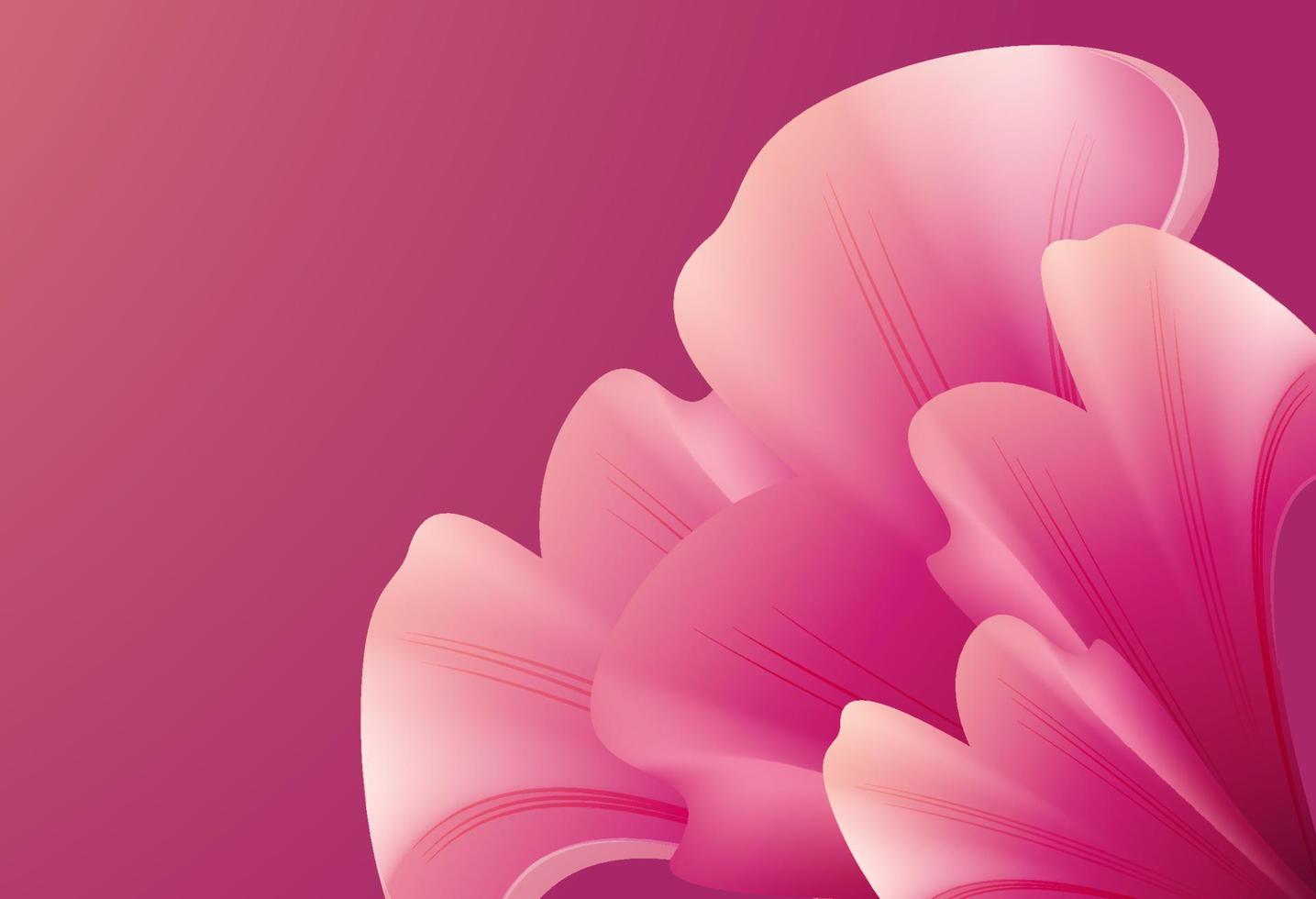 formas de flores rosas sobre un fondo rosa. Fondo moderno de moda 3d. forma abstracta de flor rosa vector