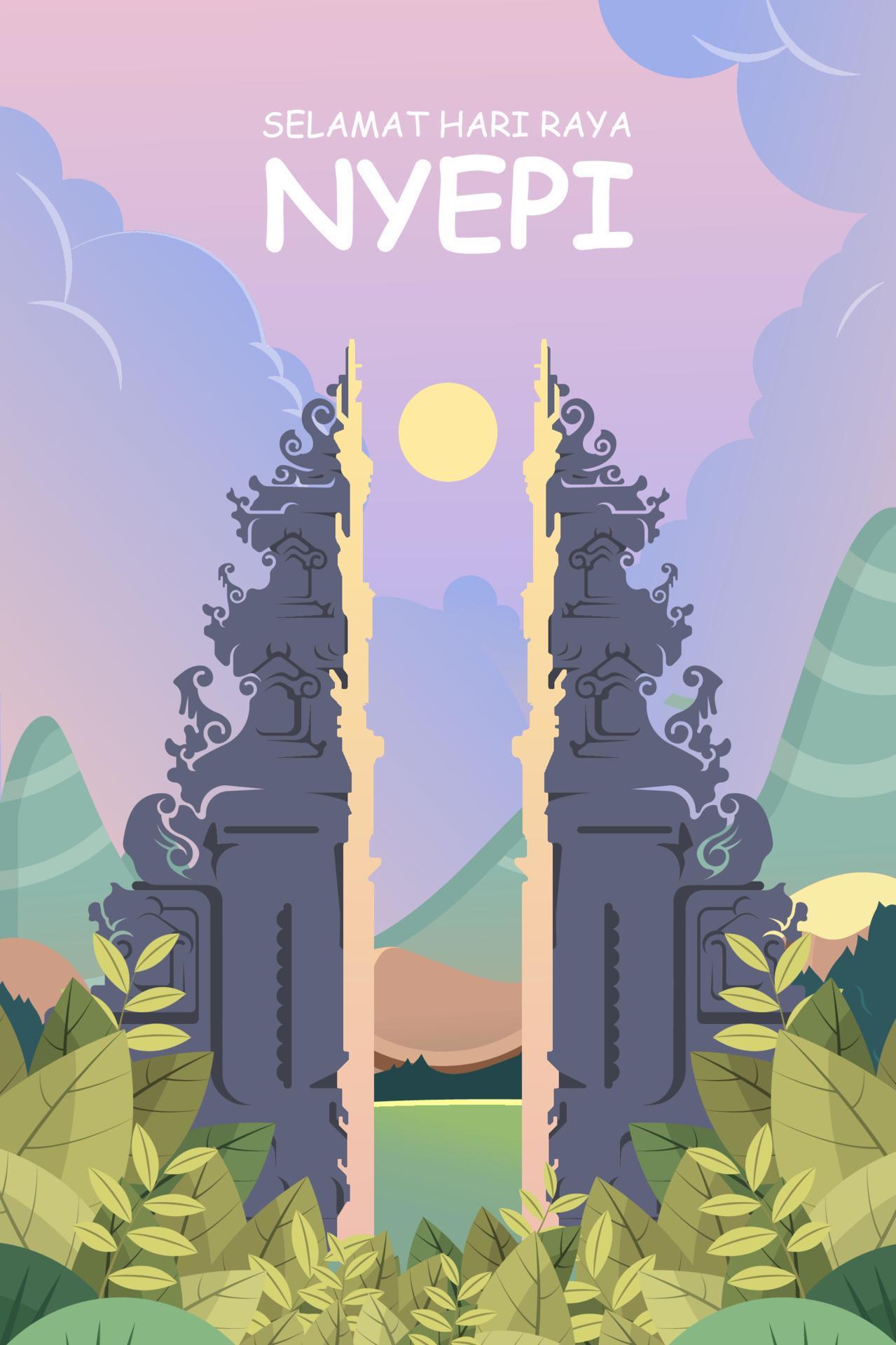 Bali's Day Of Silence And Hindu New Year Vector Illustration fit for