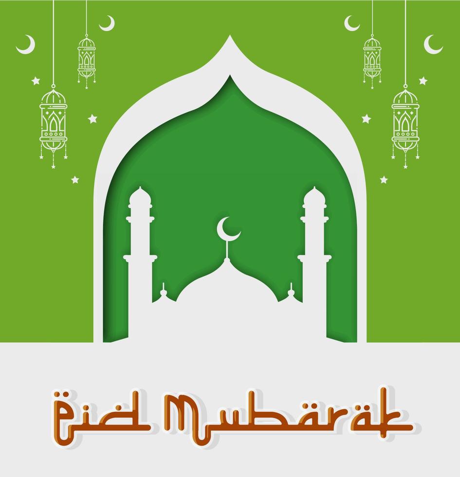 Happy Eid Mubarak Vector Illustration suitable for Poster Banner Greeting card and others