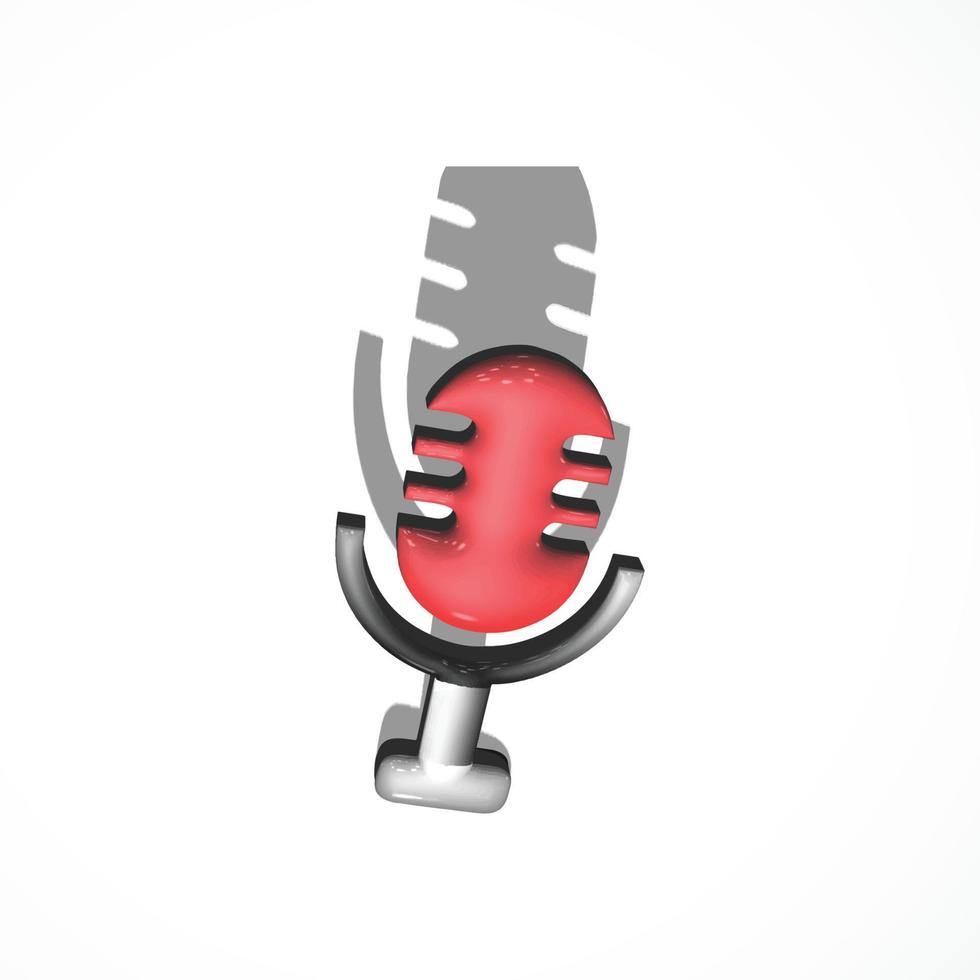 mic 3d icon render vector