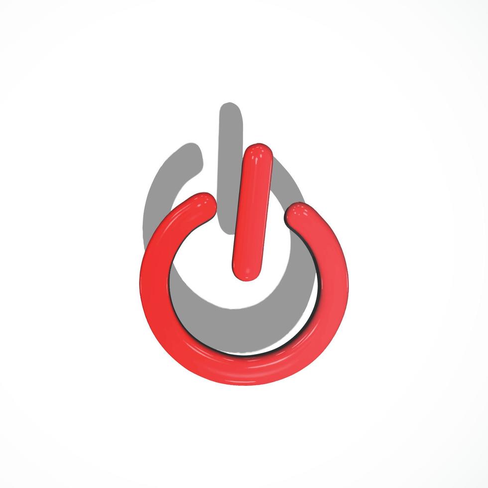 power button 3d icon render vector