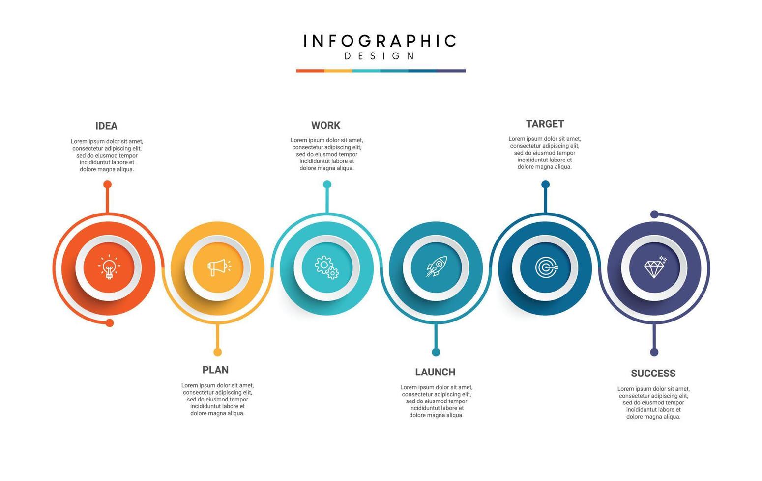 Steps business timeline process infographic template design with icons vector