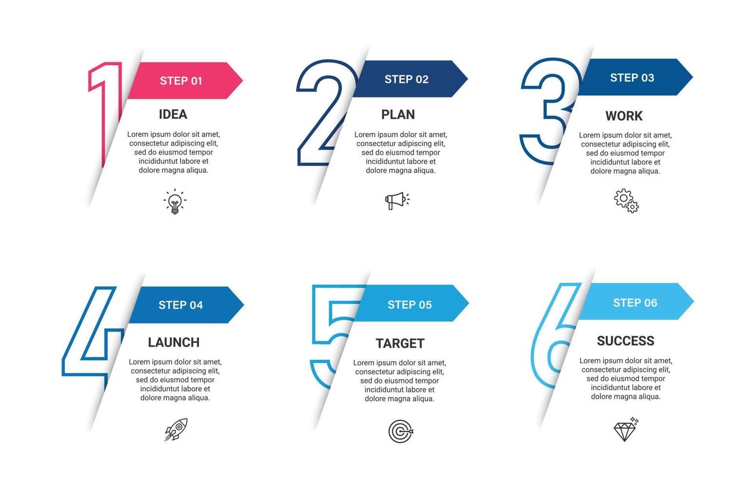 Steps business timeline process infographic template design with icons vector