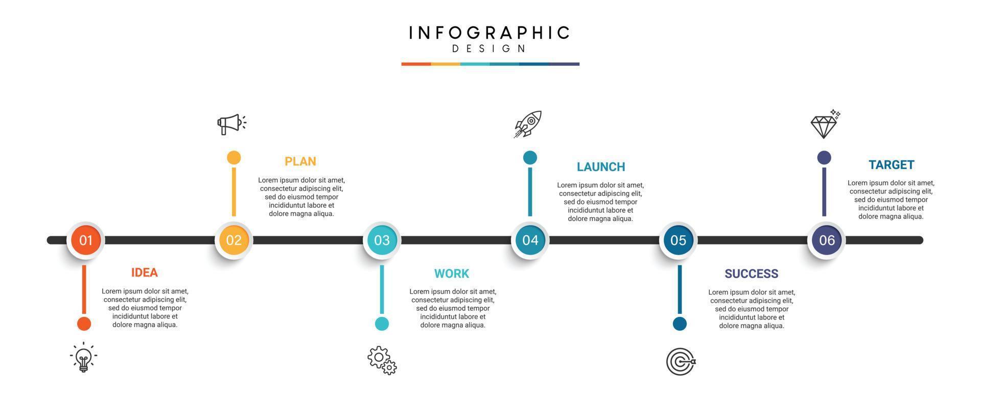 Steps business data visualization timeline process infographic template design with icons vector