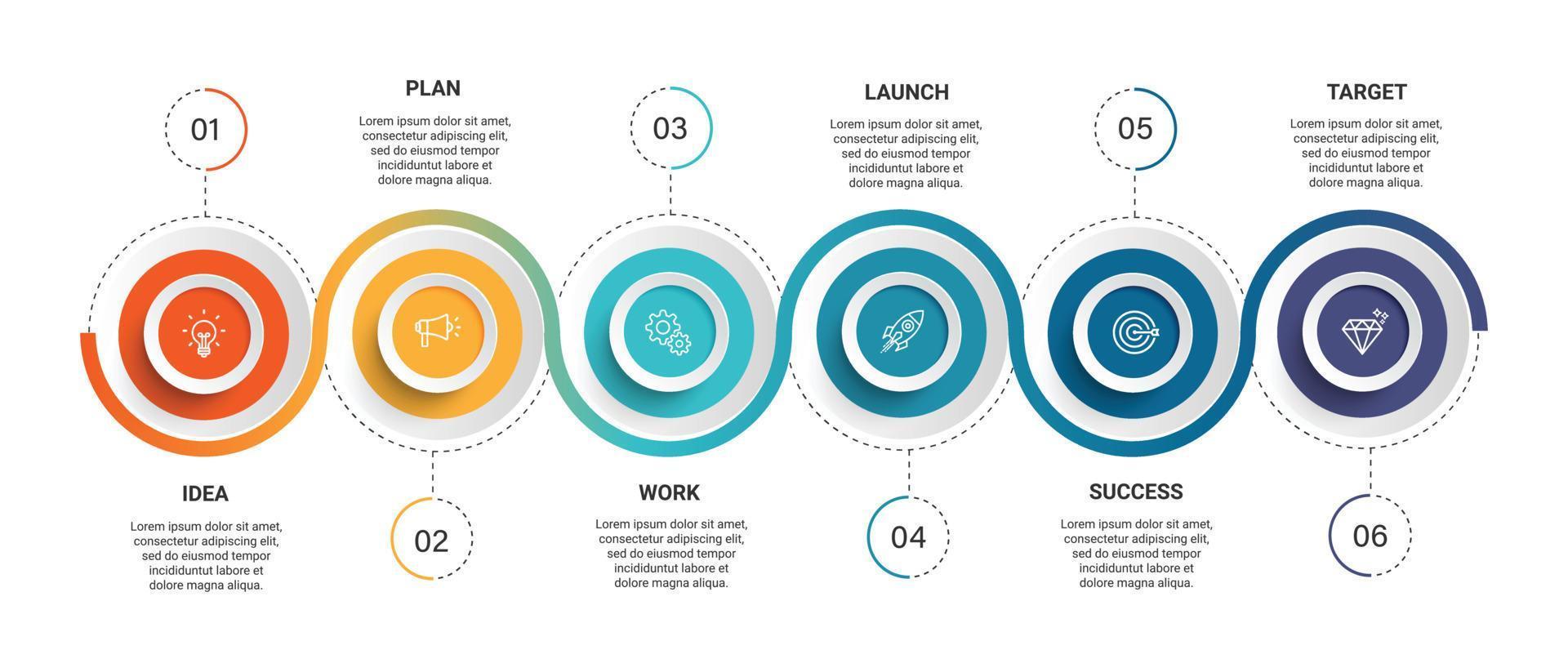 Steps business data visualization timeline process infographic template design with icons vector