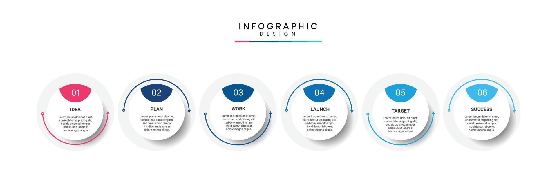 pasos diseño de plantilla infográfica de proceso de línea de tiempo de visualización de datos comerciales con iconos vector