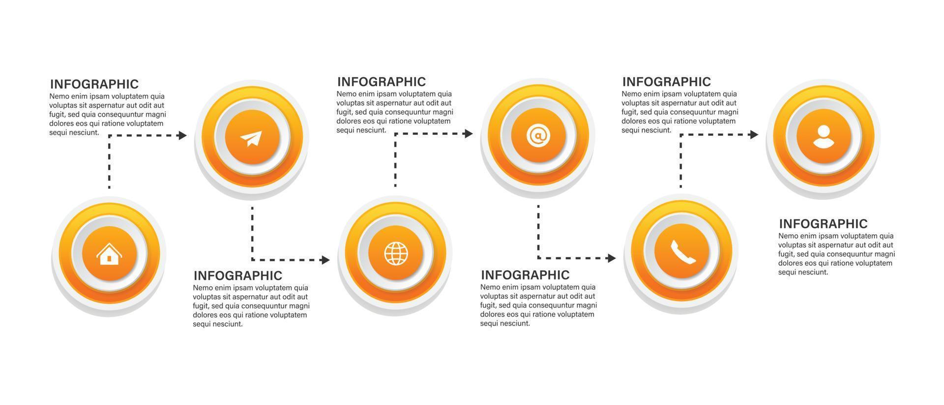 pasos diseño de plantilla infográfica de proceso de línea de tiempo de visualización de datos comerciales con iconos vector