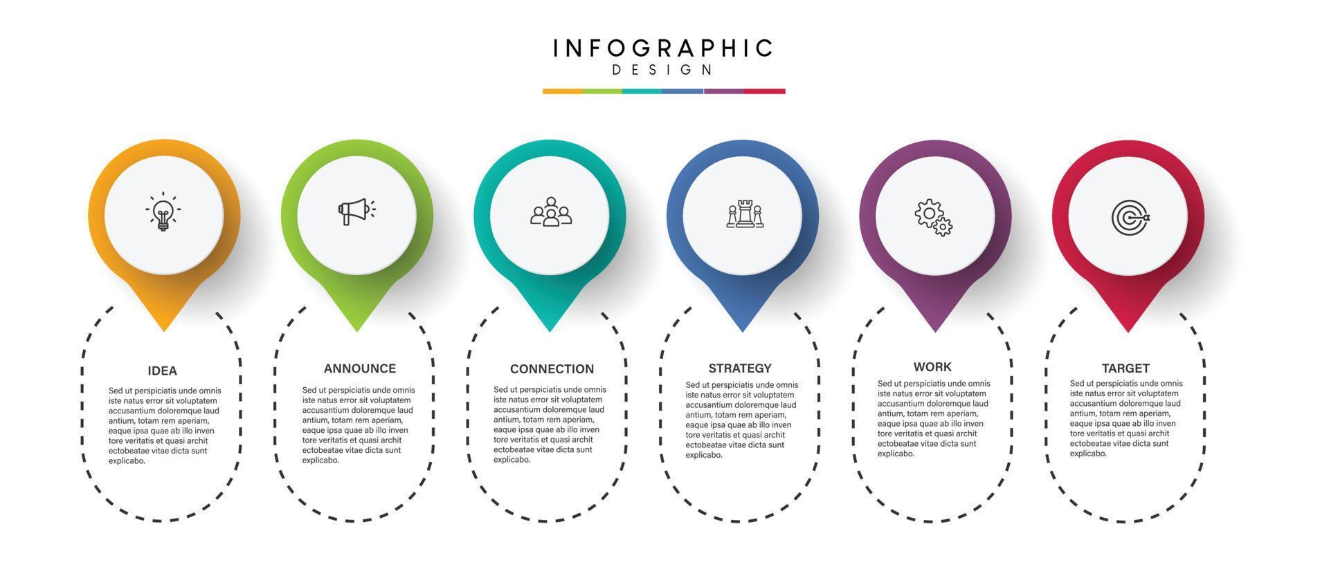 Steps business data visualization timeline process infographic template design with icons vector