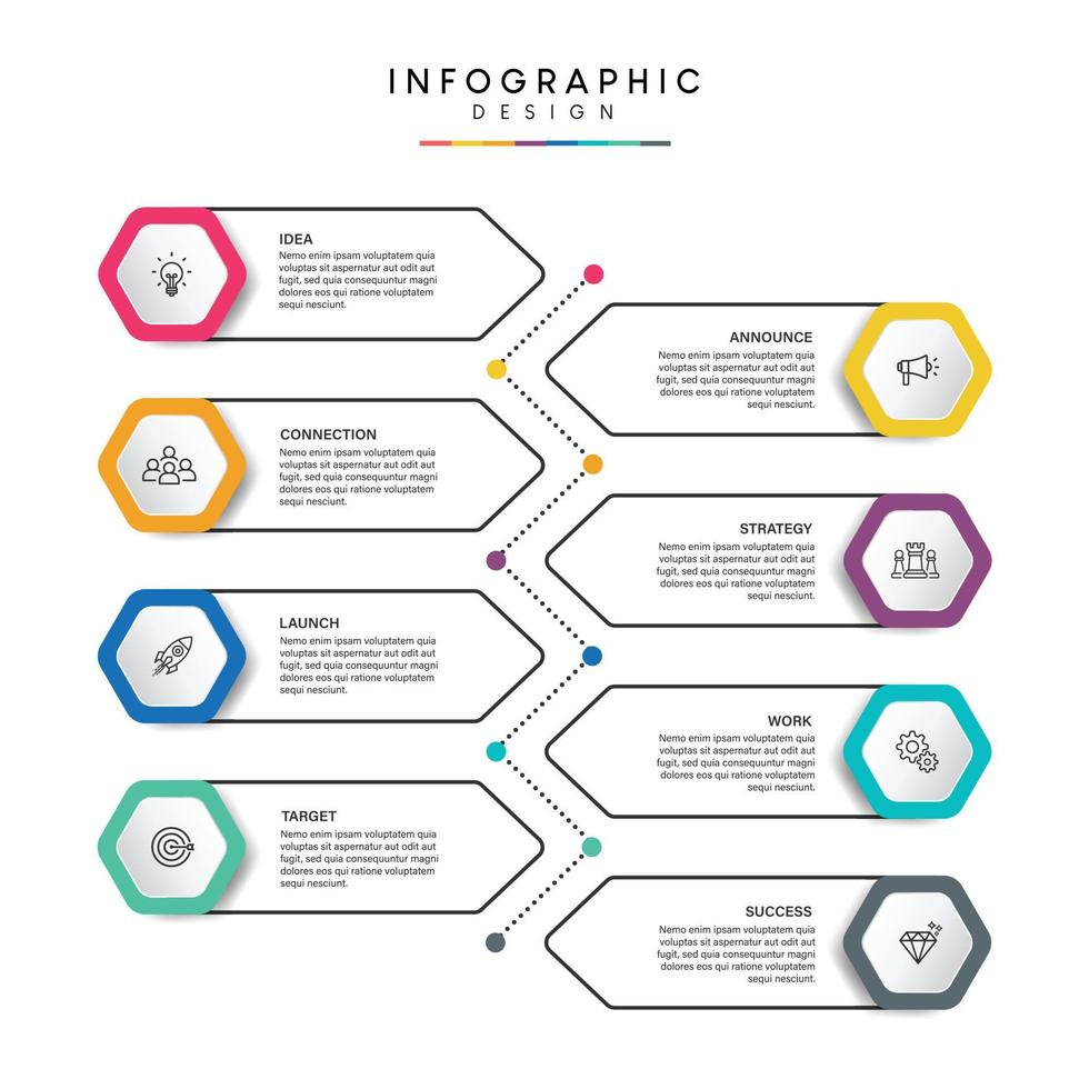 Steps business data visualization timeline process infographic template design with icons vector