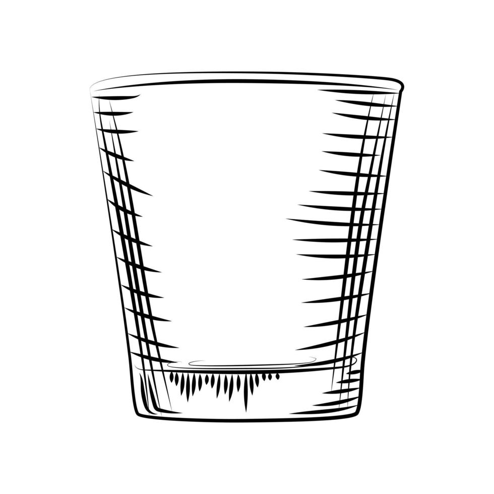 Hand drawn old fashioned glass. Isolated on white background. vector