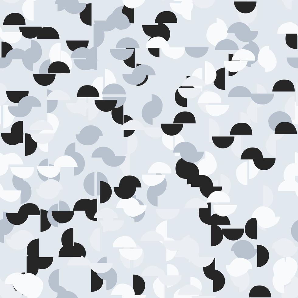 Monochrome semicircles seamless pattern in retro style. Random abstract shapes endless wallpaper. vector