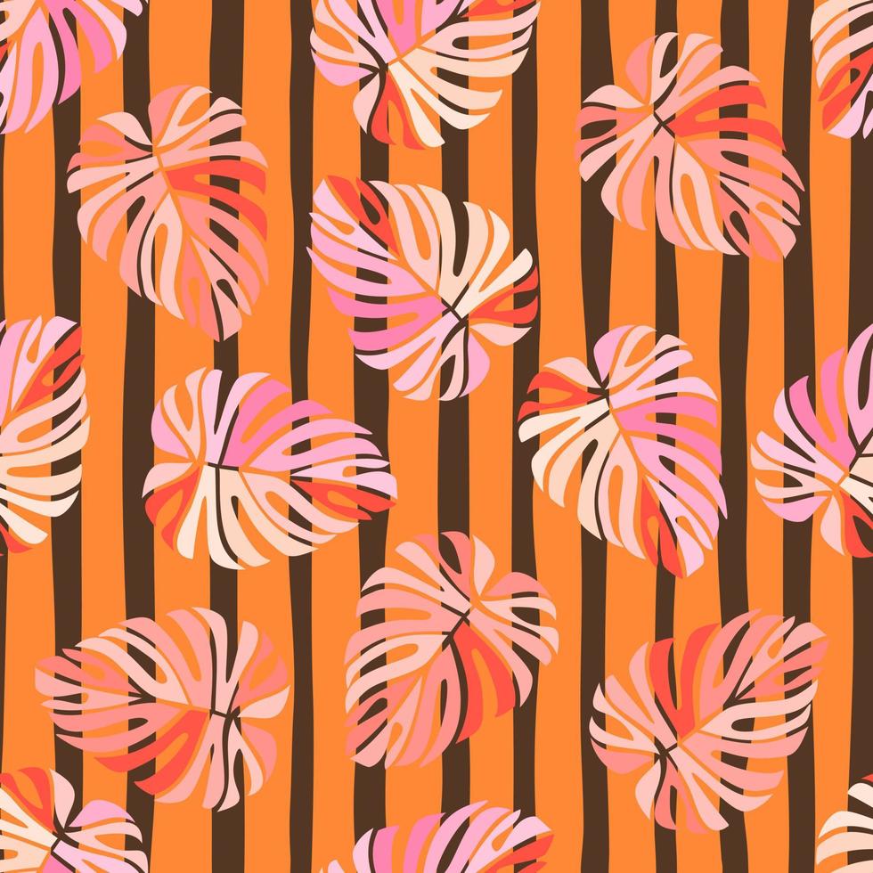 Tropical leaves seamless pattern. Monstera leaf background. vector