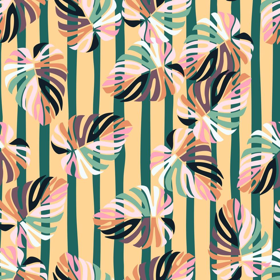 hojas tropicales de patrones sin fisuras. fondo de hoja de monstera. Fondo de pantalla sin fin de plantas exóticas modernas de la jungla. vector