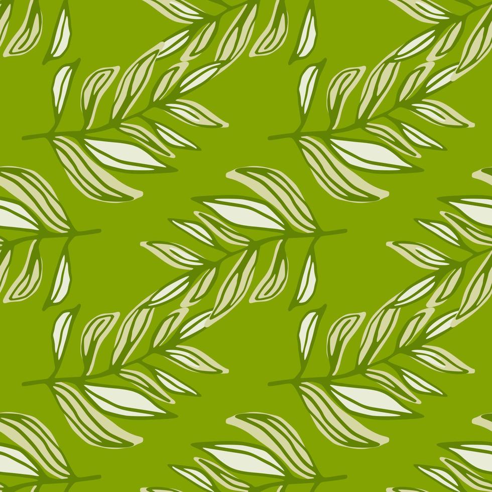Spring seamless pattern with contoured foliage brunches in green tones. Stylized floral print. vector