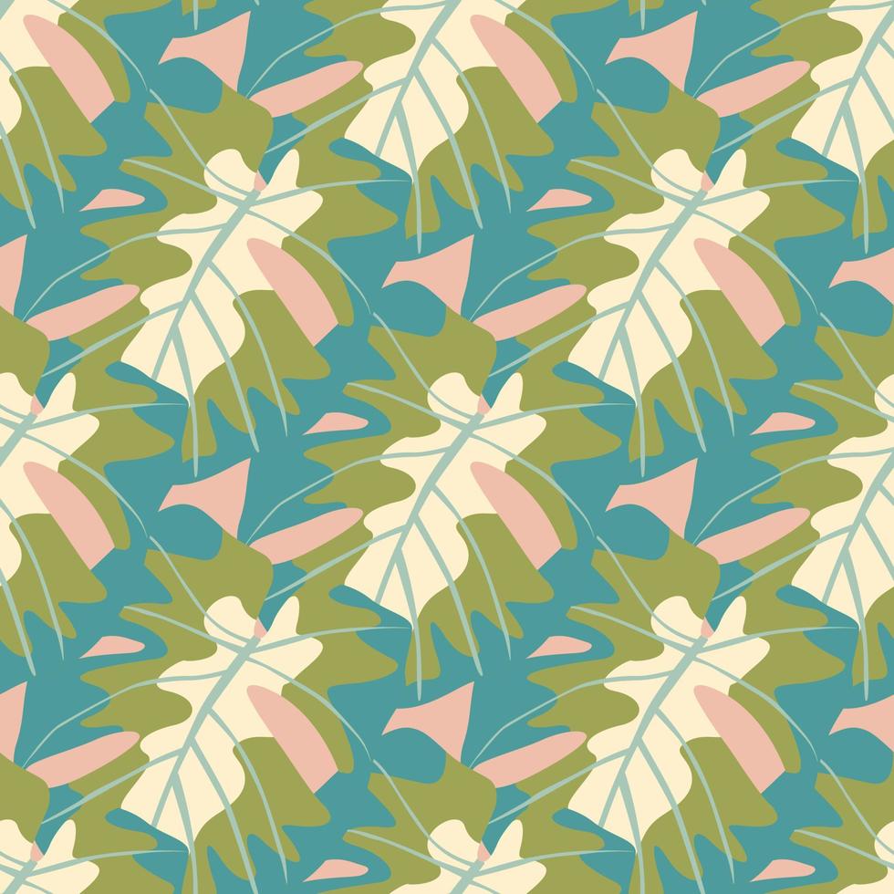 Jungle seamless pattern with monstera leaf ornament. Decorative backdrop for fabric design, textile print, wrapping, cover. vector