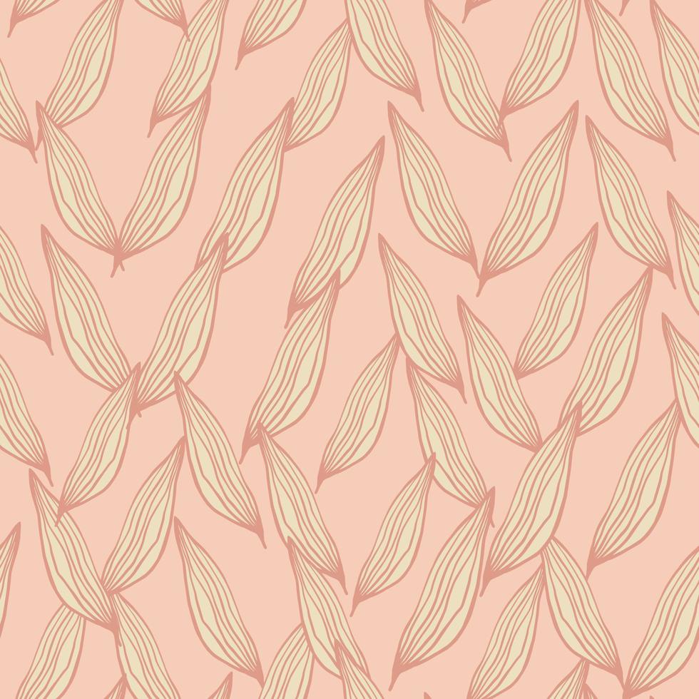 Abstract line leaves pattern. Botanical backdrop. vector