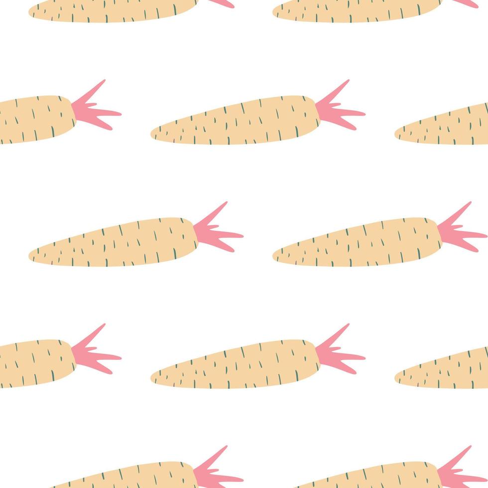 Radish seamless pattern in doodle style. Botanical wallpaper. vector