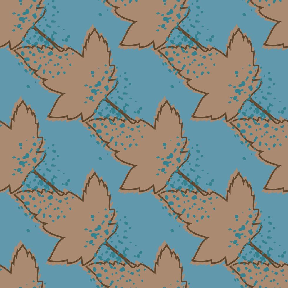 Geometric maple leaves seamless pattern on blue background.Autumn leaf wallpaper. vector