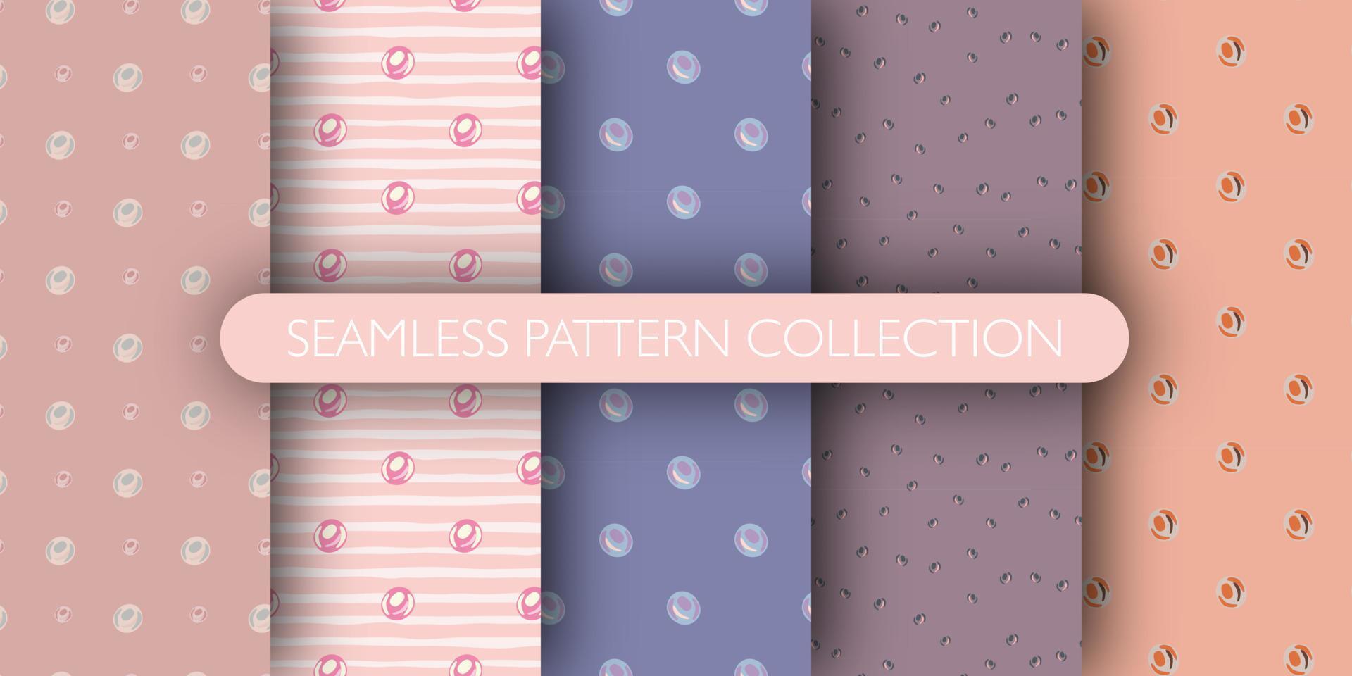 conjunto de patrones sin fisuras de perlas de colores. ornamento abstracto geométrico. colección de estampado de burbujas. vector