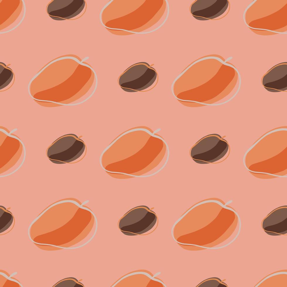 Organic seamless pattern with tasty orange and brown abstract peach ornament. Pink background. vector