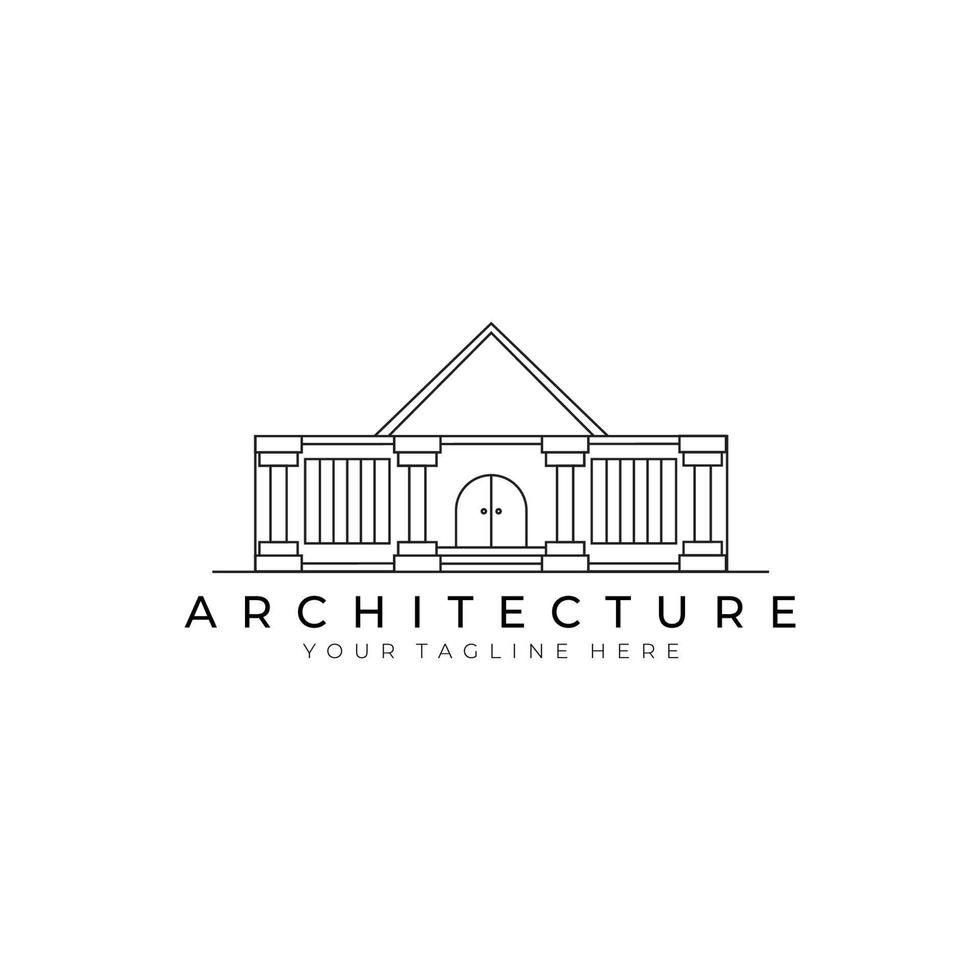 architecture house logo line art vector illustration design. creative outdoor nature building minimalist monoline outline linear simple modern construction roof home