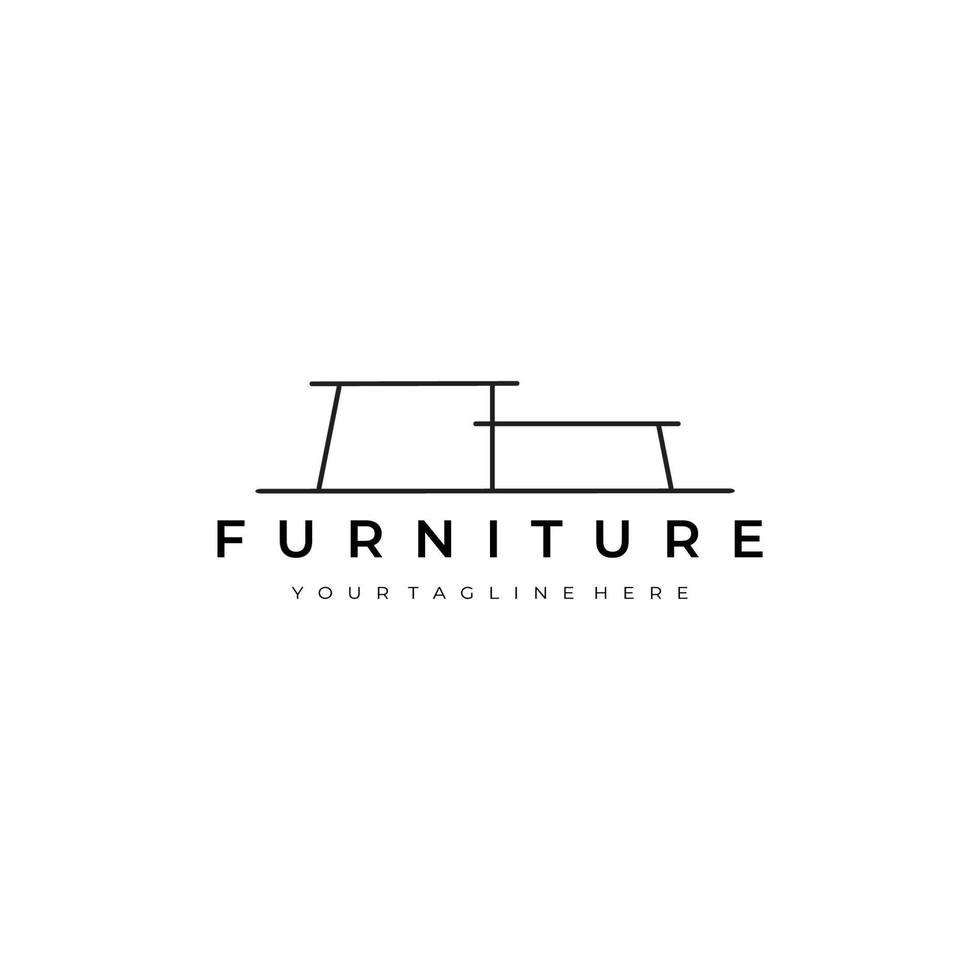 furniture illustration line art vector design logo. nature indoor monoline outline linear simple minimalist minimal