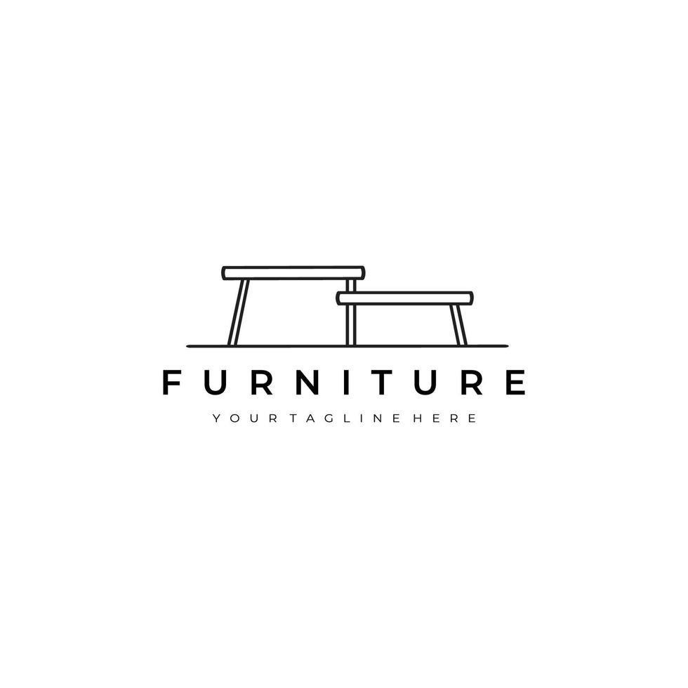 furniture illustration line art vector design logo. nature indoor monoline outline linear simple minimalist minimal