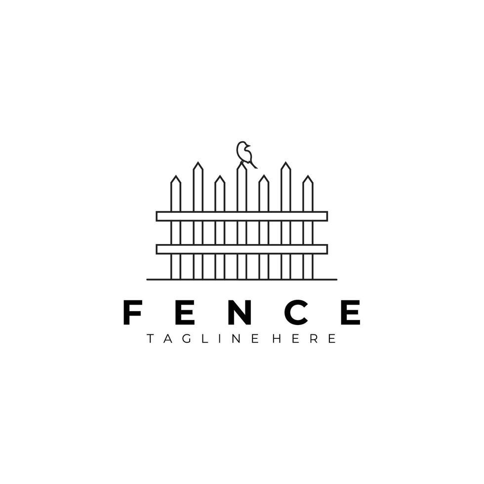 fence logo line art vector illustration design creative nature minimalist monoline outline linear simple modern ancient hipster