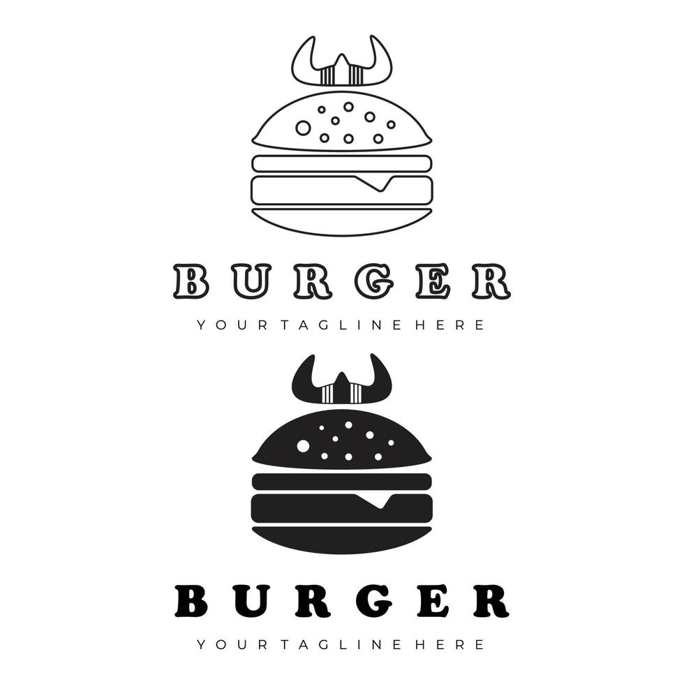 burger logo set line art illustration design vector creative nature minimalist monoline outline linear simple modern