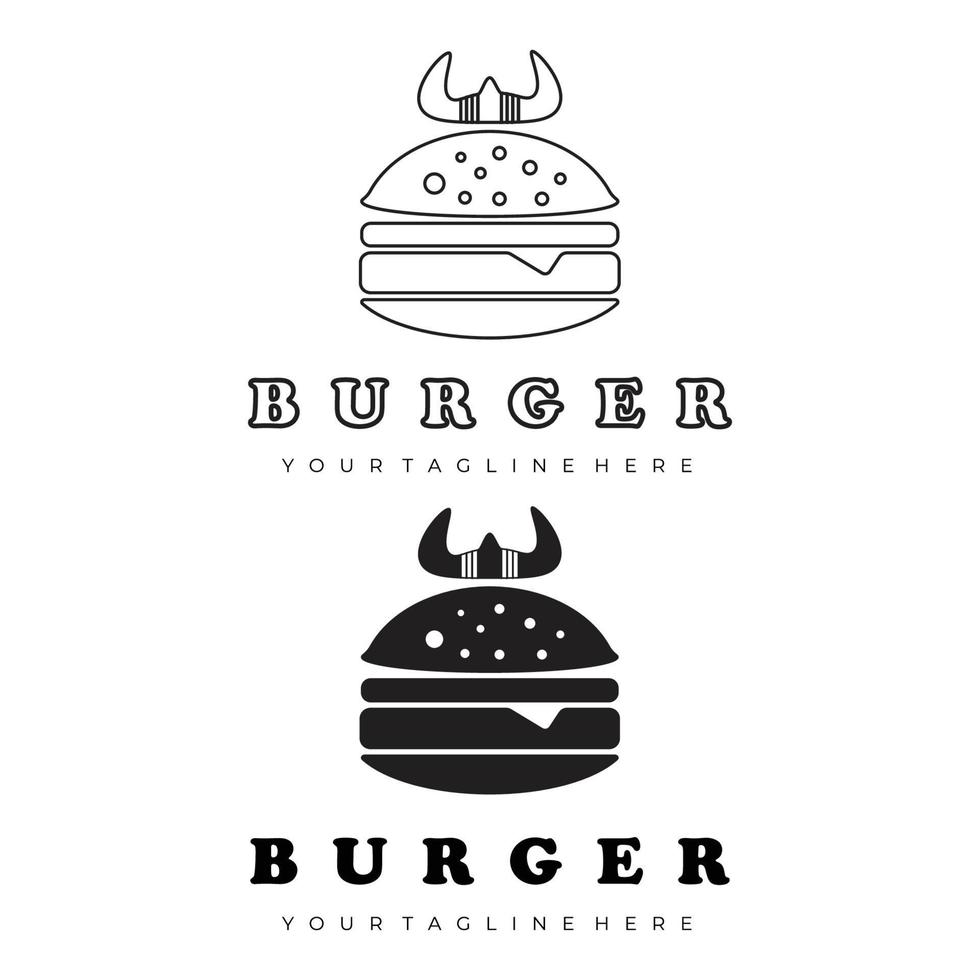 hamburguesa logo set line art ilustración diseño vector creativo naturaleza minimalista monoline contorno lineal simple moderno