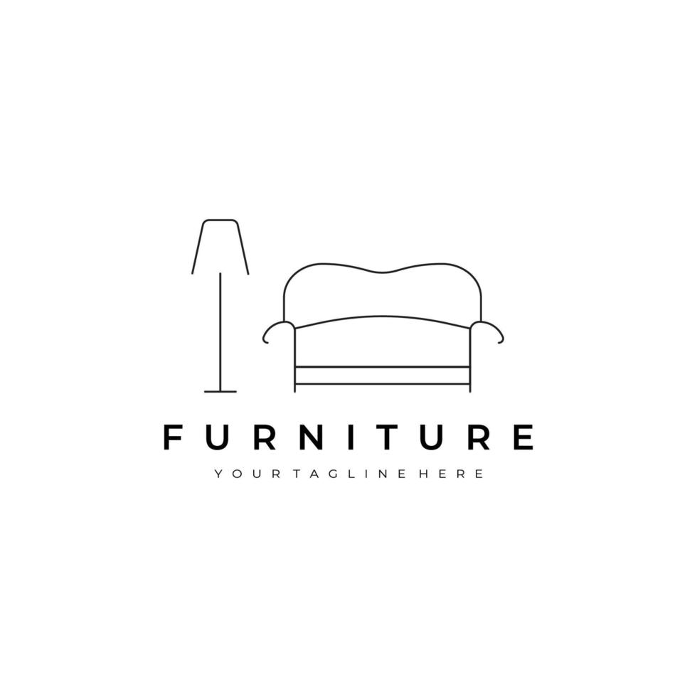 furniture illustration line art vector design logo. nature indoor monoline outline linear simple minimalist minimal