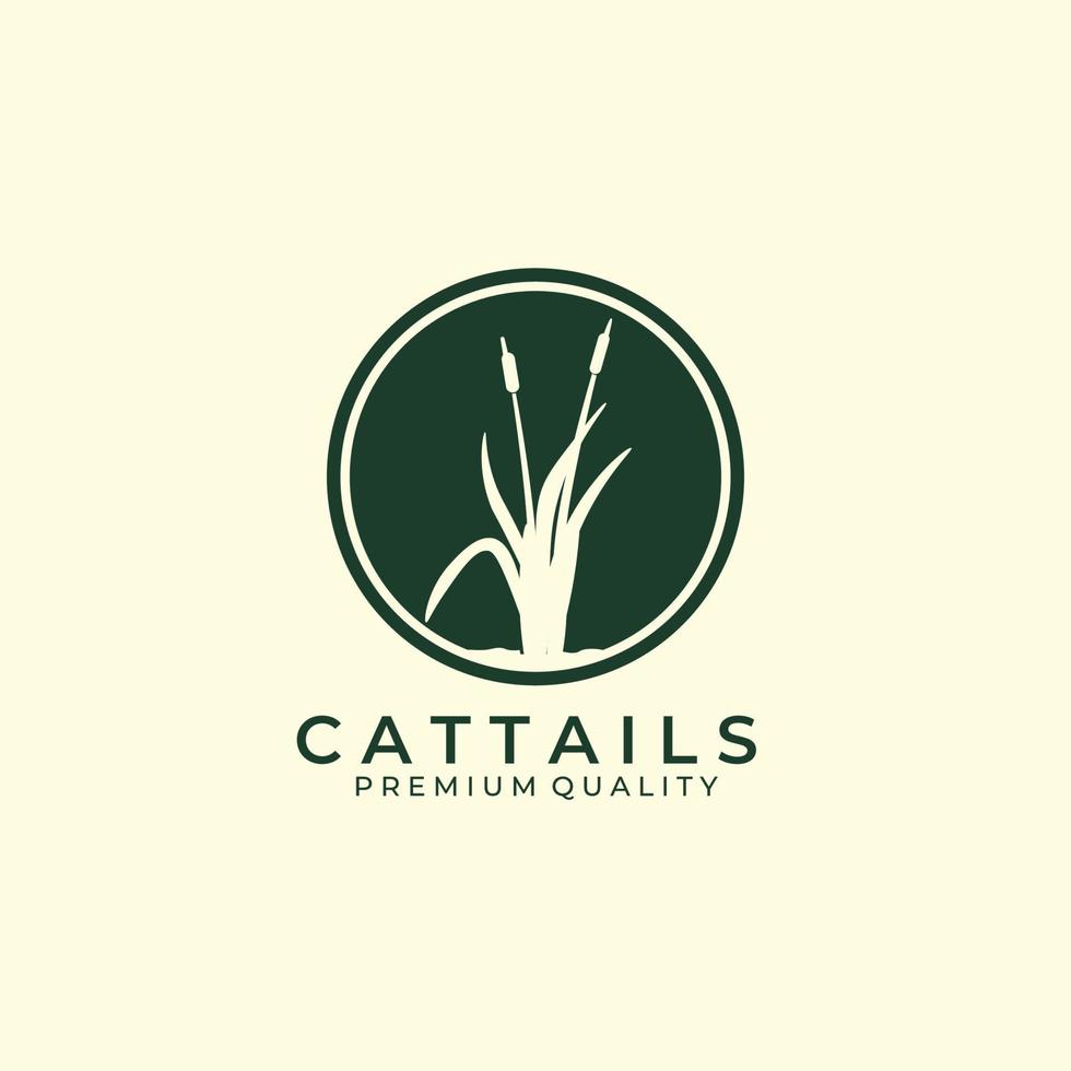 cattails logo line art vector illustration design creative nature minimalist monoline outline linear simple modern