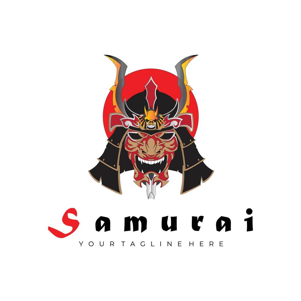 samurai logo line art vector ilustración diseño creativo naturaleza minimalista monoline contorno lineal simple moderno