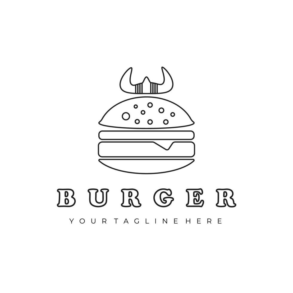 hamburguesa logos line art ilustración diseño vector creativo naturaleza minimalista monoline bosquejo lineal simple moderno