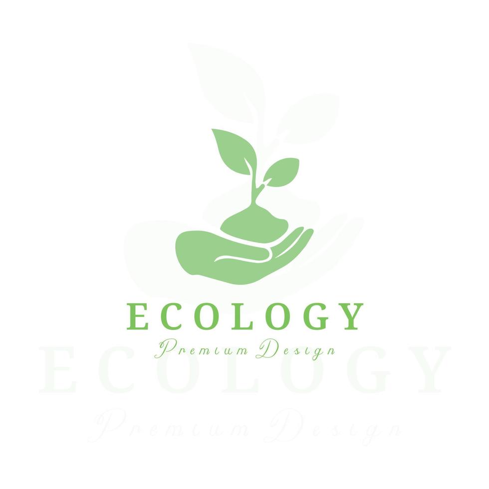 ecology logo design line art vector illustration design creative nature minimalist monoline outline linear simple modern