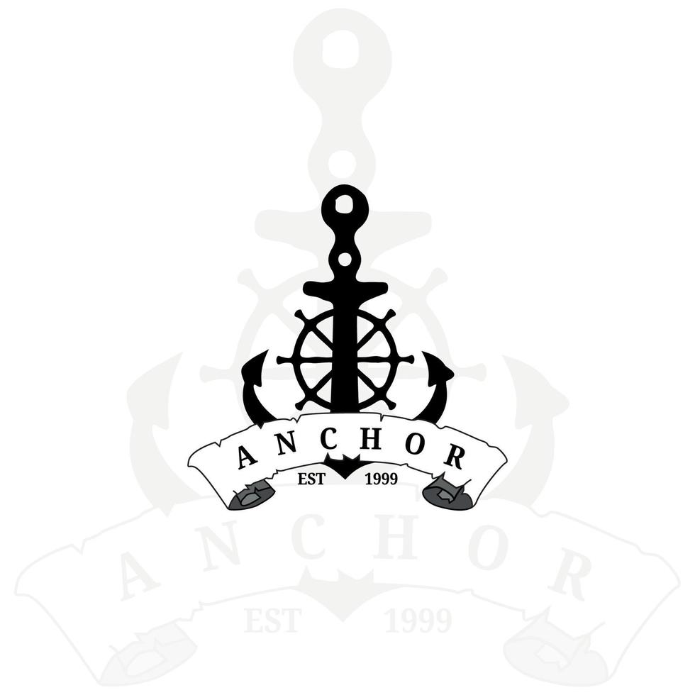 anchor logo design line art vector illustration design creative nature minimalist monoline outline linear simple modern