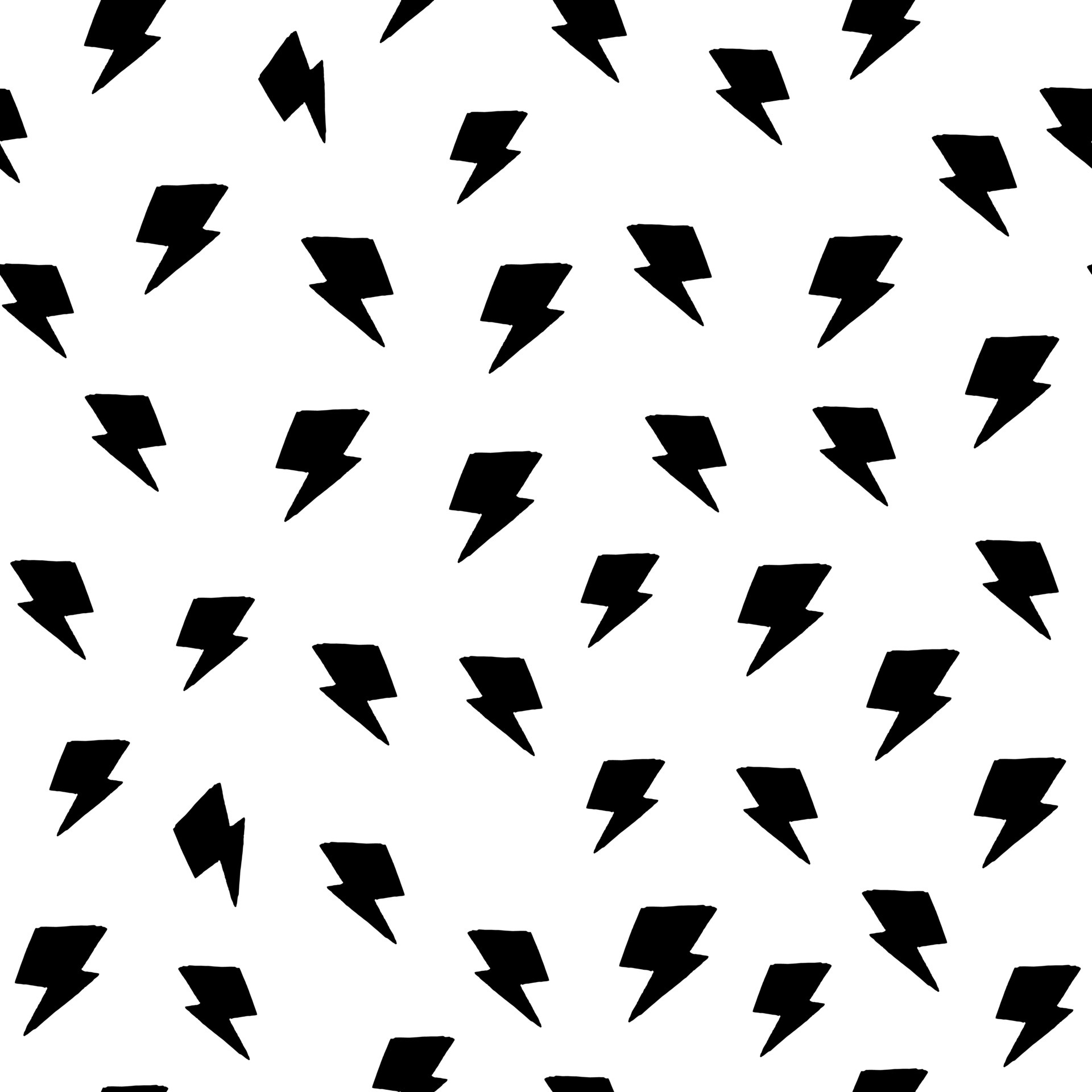 Random thunder backdrop seamless pattern on white background. Black