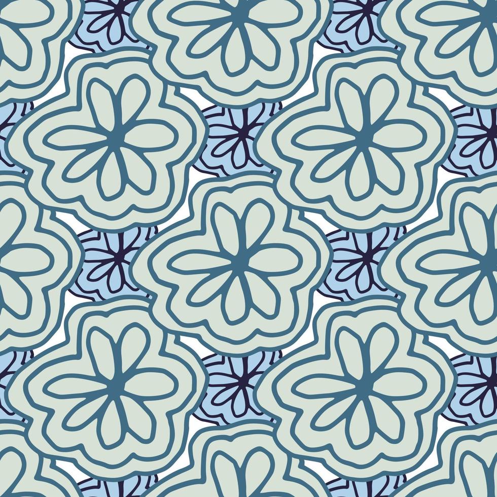 patrón sin costuras de flor azul. fondo de pantalla sin fin floral de encaje abstracto. arte lineal. vector