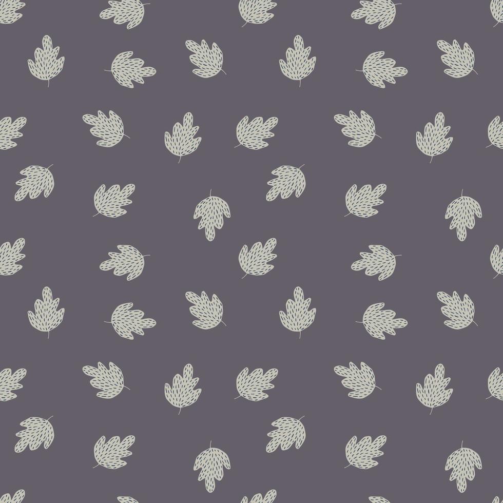 Doodle oak seamless pattern on gray background. Simple nature wallpaper. vector