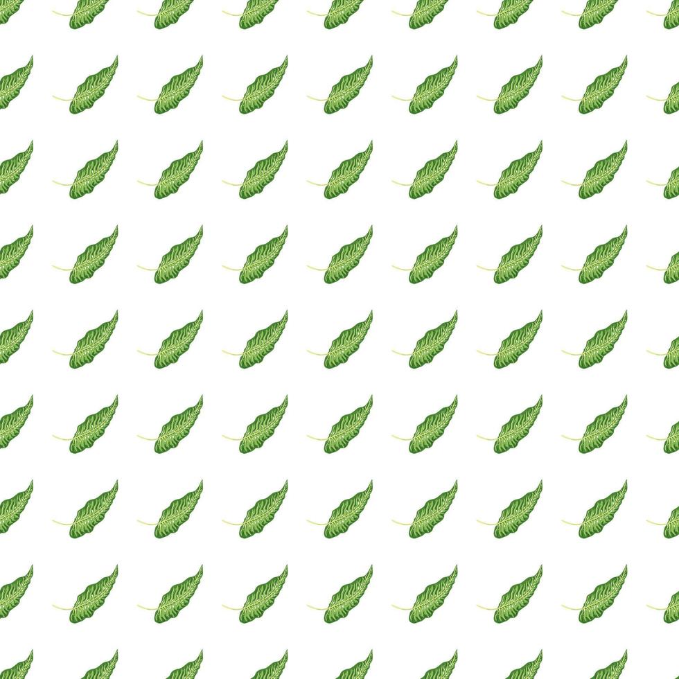 Modern tropical seamless pattern with green leaves isolated on white background. vector