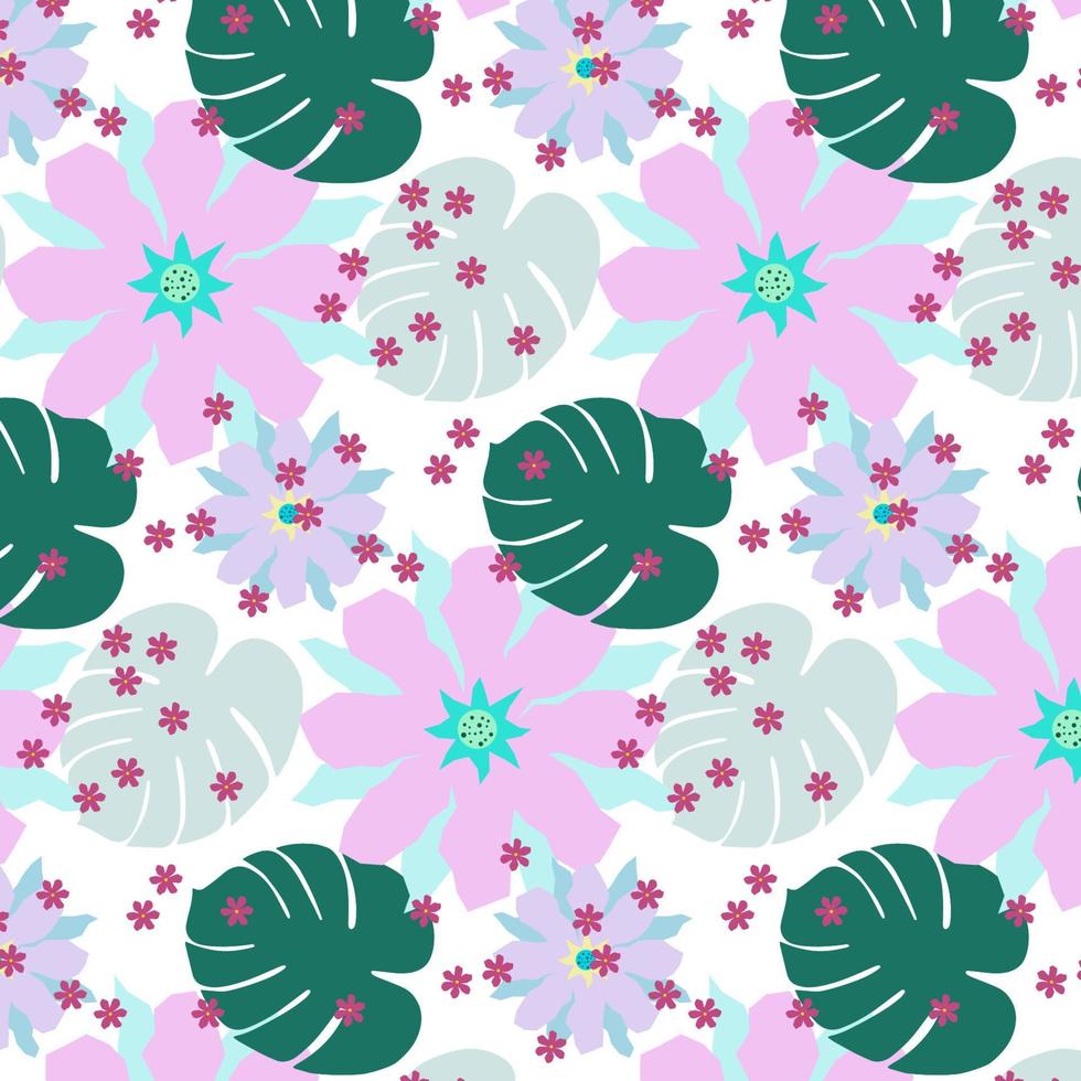 flower and leaves single pattern vector