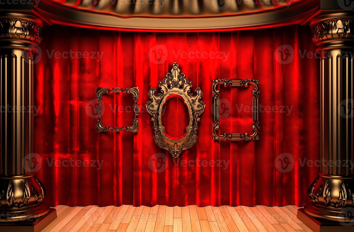 red velvet curtain opening the scene photo