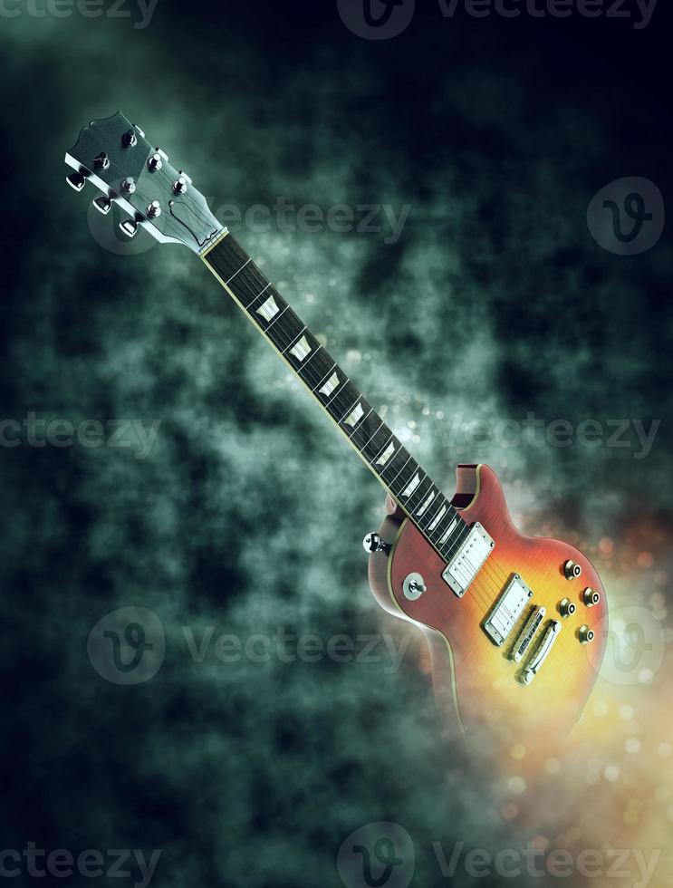 guitar in smoke with bokeh photo