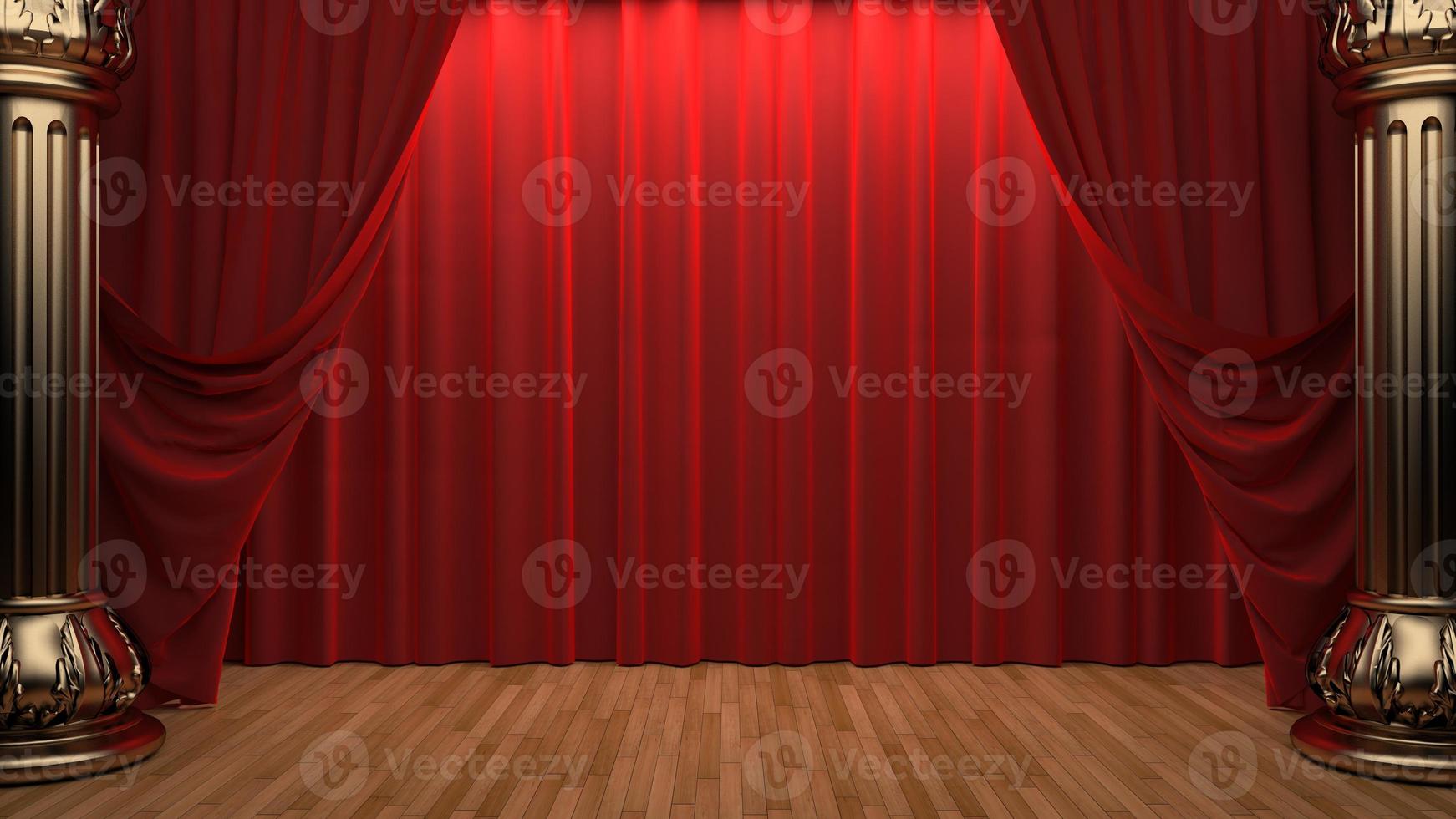 red velvet curtain opening the scene photo