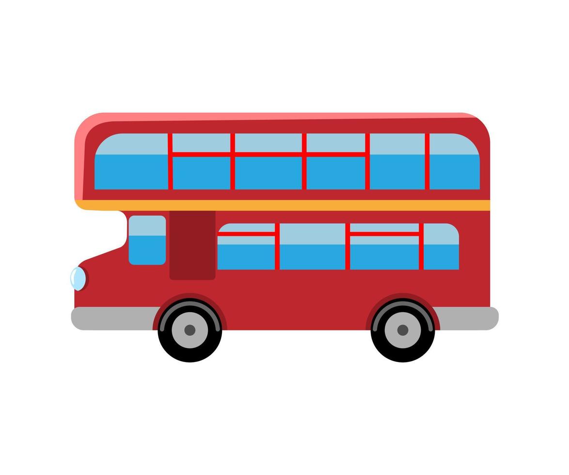 London red bus. Double Decker retro bus. Flat vector illustration