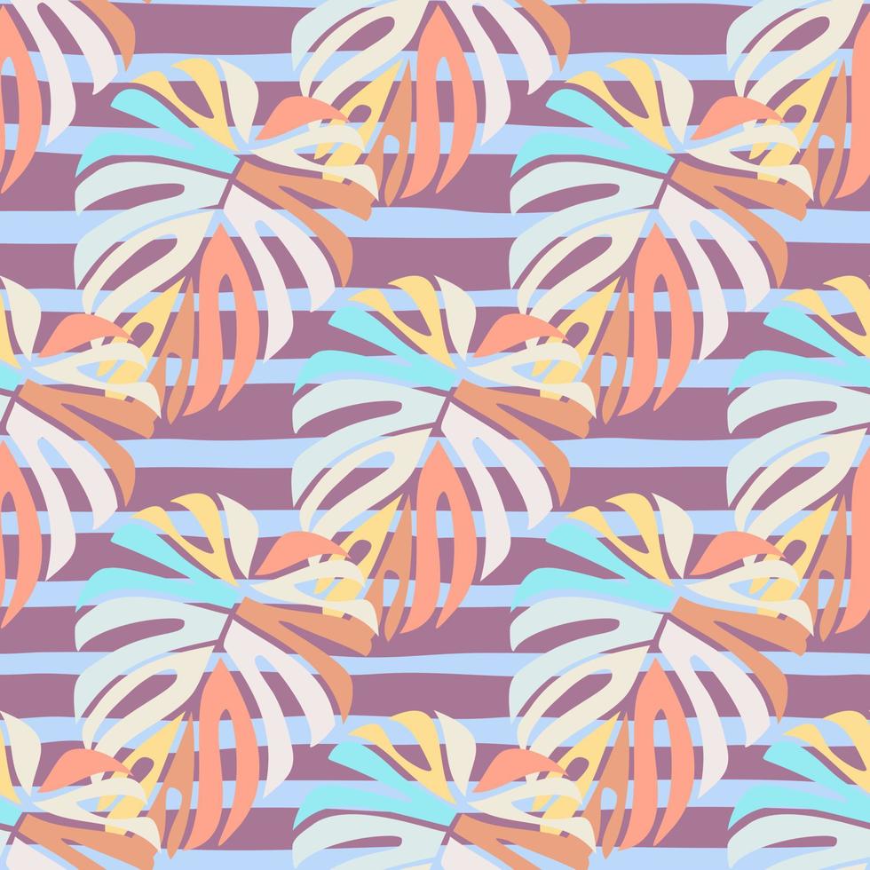 Tropical leaves seamless pattern. Monstera leaf background. vector