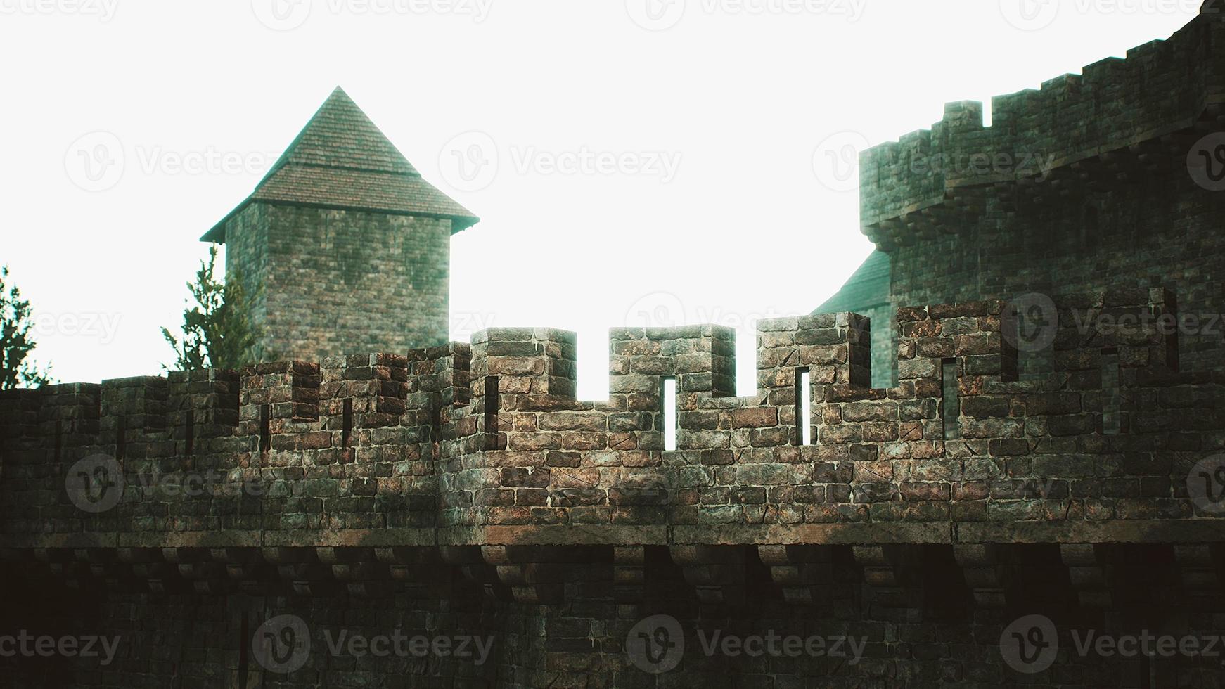 old castle walls at the sunset photo