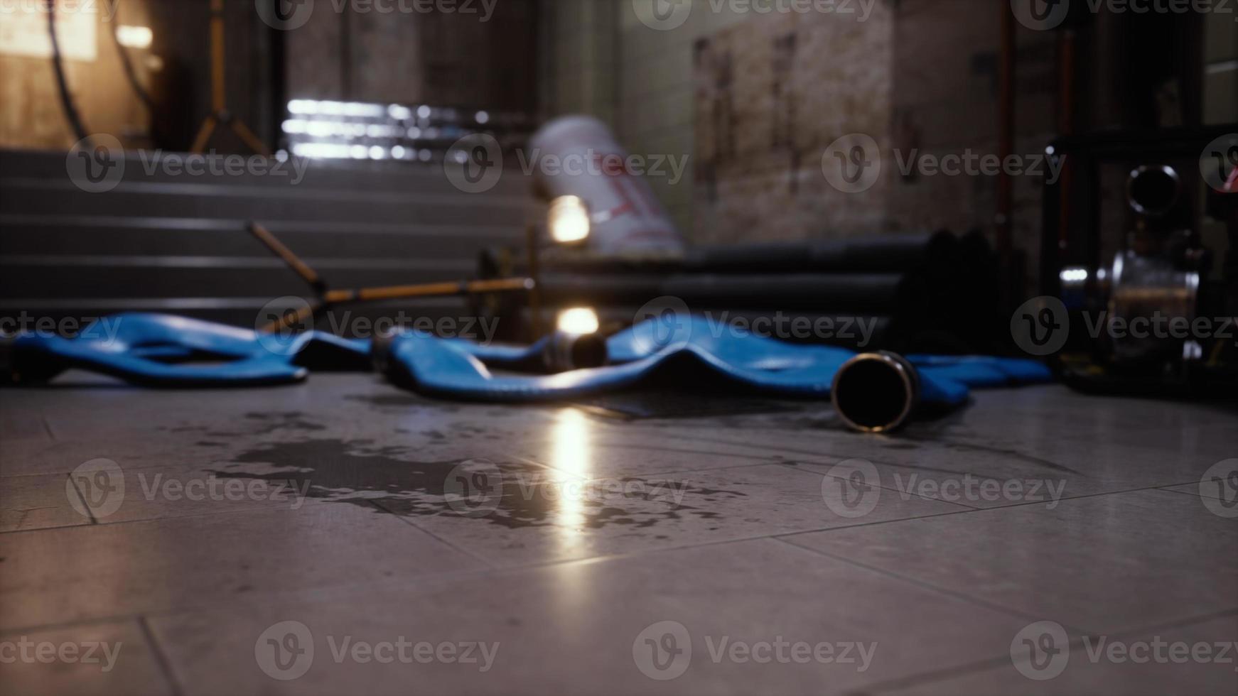 wet floor in empty metro photo