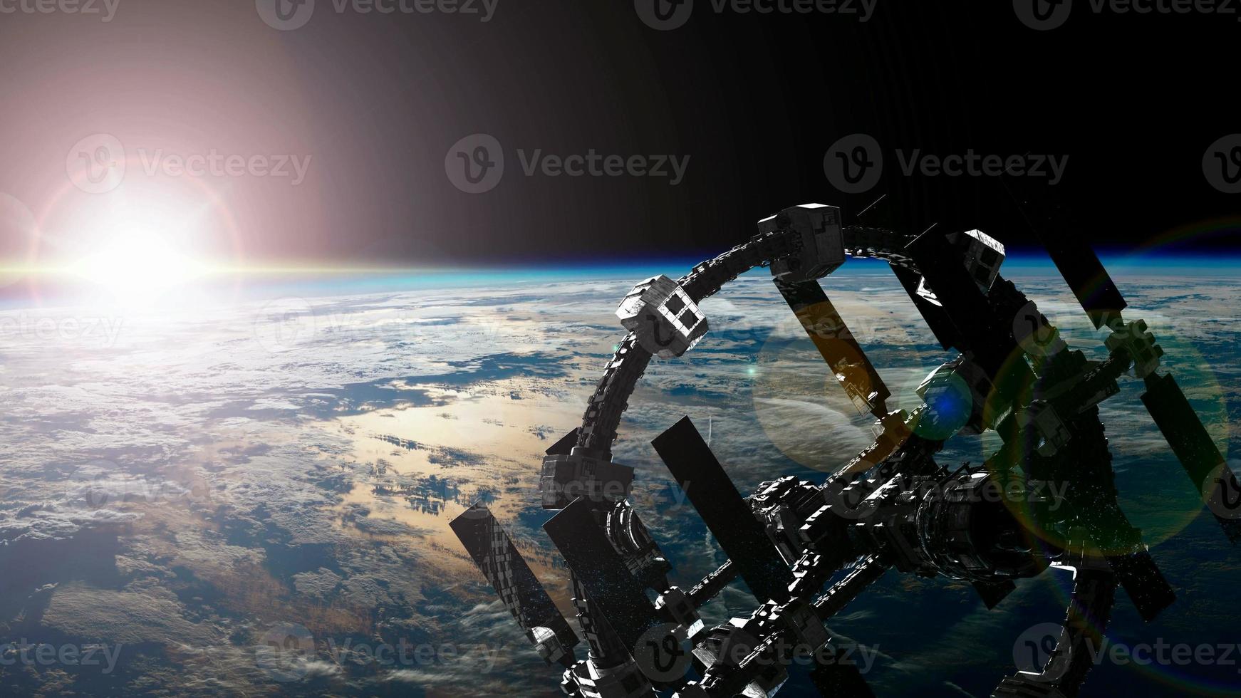 estación espacial orbitando la tierra. elementos de esta imagen proporcionados por la nasa foto